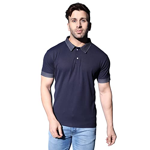 Leriya Fashion Tshirt for Men | Cotton Polyester | Dot Print Polo Neck | Regular Fit Solid T-Shirt f - Authentic Leriya Clothing | UrbanThreads