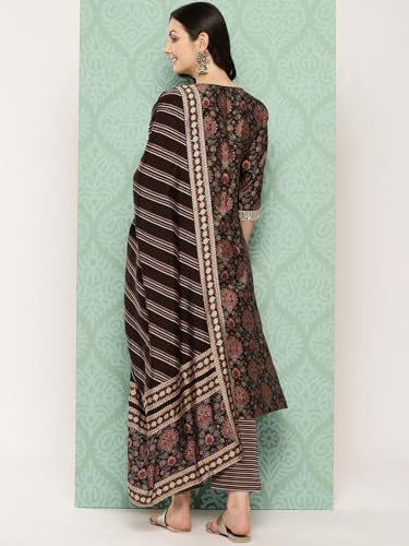 Libas Womens Printed Silk Blend Straight Kurta With Trousers and Dupatta - Authentic Libas Clothing | UrbanThreads - Image 4