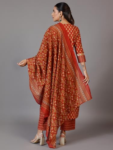 Libas Womens Printed Cotton Straight Kurta With Palazzos and Dupatta - Authentic Libas Clothing | UrbanThreads - Image 5