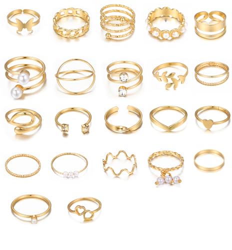 Shining Diva Set of 22 Gold Plated Rings for Women and Girls - Image 2