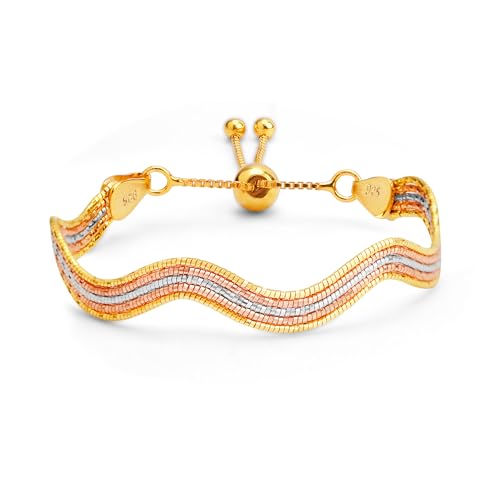 ZAVYA 925 Sterling Silver Triple Tone Charm Bracelet - Image 2