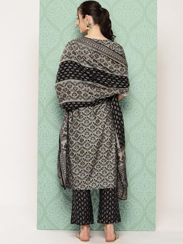 Libas Womens Printed Silk Blend Straight Kurta With Trousers and Dupatta - Authentic Libas Clothing | UrbanThreads - Image 4