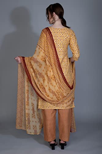 Leriya Fashion Women's Kurtis with Pant Set || Fully Stitched Cotton Floral Printed Kurti with Chevr - Authentic Leriya Clothing | UrbanThreads - Image 4