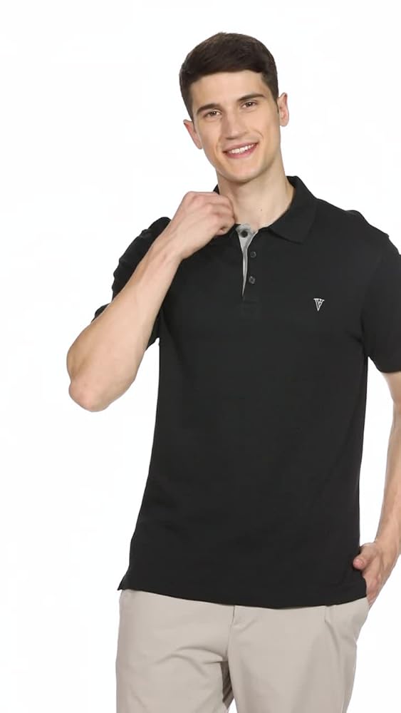 Van Heusen Men's Cotton Regular Fit Athleisure Ultra Soft Polo T-Shirt - Short Sleeve, Textured - Authentic Van Clothing | UrbanThreads - Image 3