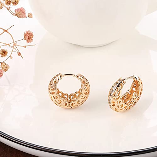 Shining Diva 18k Rose Gold Plated Copper Zircon Bali Earrings - Image 5