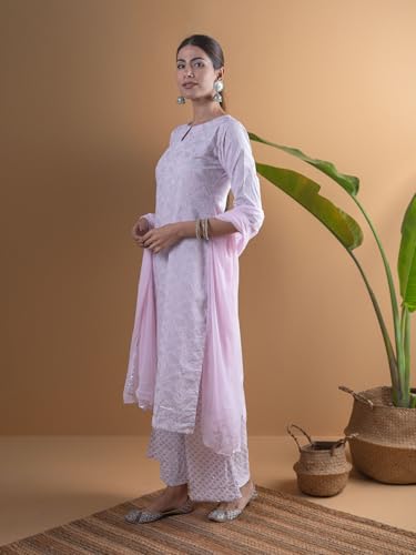 Libas Womens Printed Viscose Straight Kurta With Palazzos and Dupatta - Authentic Libas Clothing | UrbanThreads - Image 4