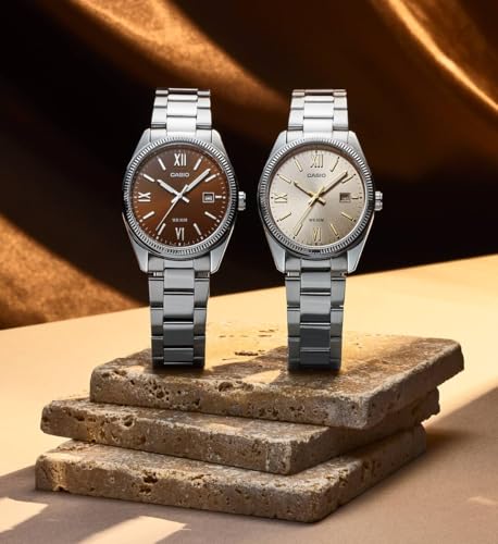 Casio Enticer Brown Dial Silver Stainless Steel Watch Men - Image 3