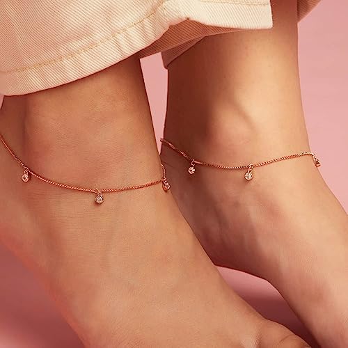 ZAVYA 925 Sterling Silver Rose Gold Plated Anklet Pair for Women | Gift for Women & Girls | With Cer - Authentic ZAVYA Fashion | UrbanThreads - Image 4