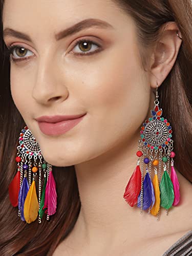 UrbanThreads Oxidized Feather Earrings Women Bohemian - Image 4