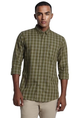 Peter England Men 100% Cotton Slim Fit Checkered Shirt - Image 2
