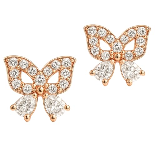 ZAVYA 925 Sterling Silver Cubic Zirconia Butterfly Rose Gold Plating Stud Earrings | Gift for Women - Authentic ZAVYA Accessories | UrbanThreads - Image 2