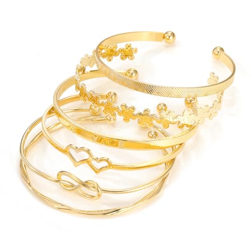 Shining Diva Set of 6 Gold Plated Bangle Bracelets for Women - Image 2