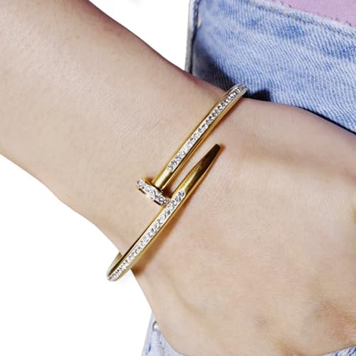 Shining Diva 18K Gold Plated Stainless Steel Crystal Bracelet - Image 3