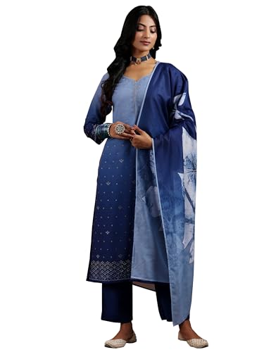 Libas Womens Embellished Muslin Straight Kurta With Trousers and Dupatta - Authentic Libas Clothing | UrbanThreads - Image 2