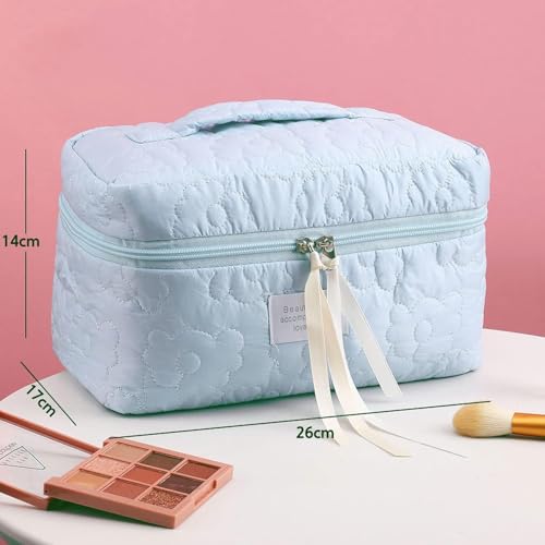 Sprqcart Quilted Cotton Makeup Bag Large Capacity Women - Image 4