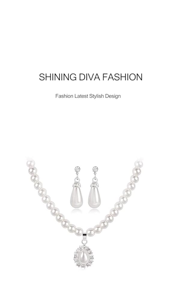 Shining Diva Women Fancy Pearl Necklace Jewellery Set - Image 3