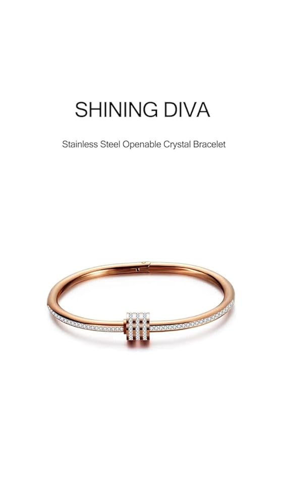 Shining Diva 18K Gold Plated Stainless Steel Crystal Bracelet - Image 3