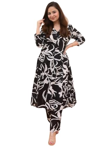 Leriya Fashion Anarkali Kurta-Set for Women – Viscose Rayon Printed Kurta & Straight Pant | Festive - Authentic Leriya Clothing | UrbanThreads - Image 2