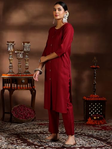 Libas Womens Woven Design Cotton Blend Straight Kurta With Trousers and Dupatta - Authentic Libas Clothing | UrbanThreads - Image 5