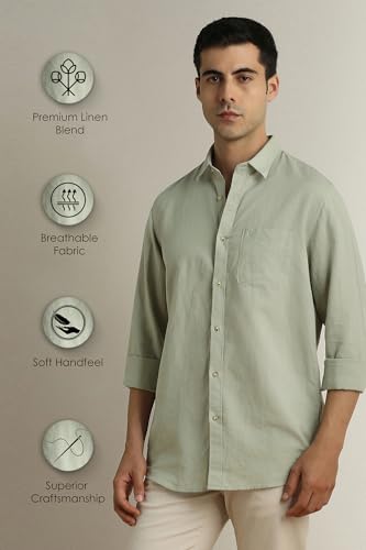 Peter England Men Cotton Blend Slim Fit Solid Shirt - Image 5