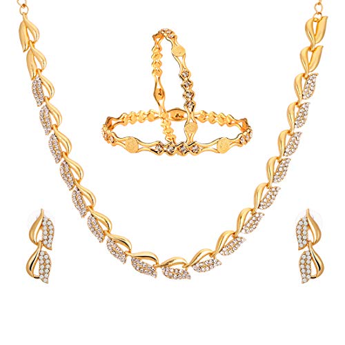 Urban Threads Gold Plated AD Necklace and Bangles Set - Image 2