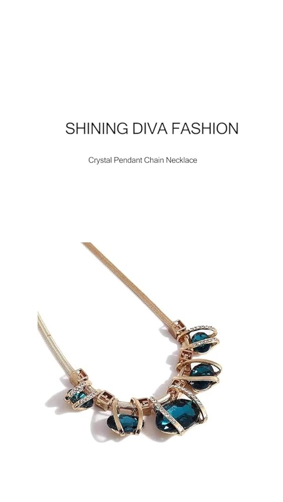 Shining Diva Crystal Pendant Chain Necklace - Image 3