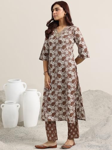 Libas Women's Cotton Kurta Set (400351R_Brown - Authentic Libas Clothing | UrbanThreads - Image 5