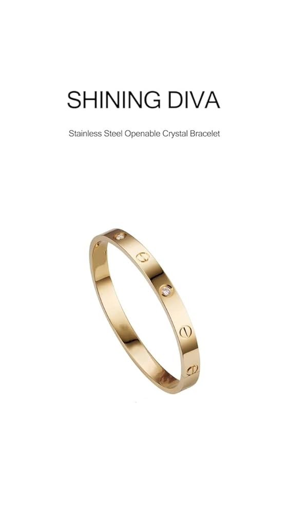 Shining Diva 18K Gold Plated Stainless Steel Crystal Bracelet - Image 3