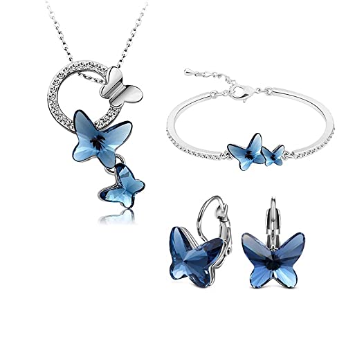 Shining Diva Platinum Plated Crystal Butterfly Earrings - Image 2