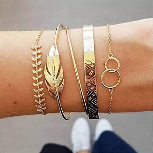 Shining Diva Set of 5 Multilayer Crystal Bangles Gold Plated Women - Image 4