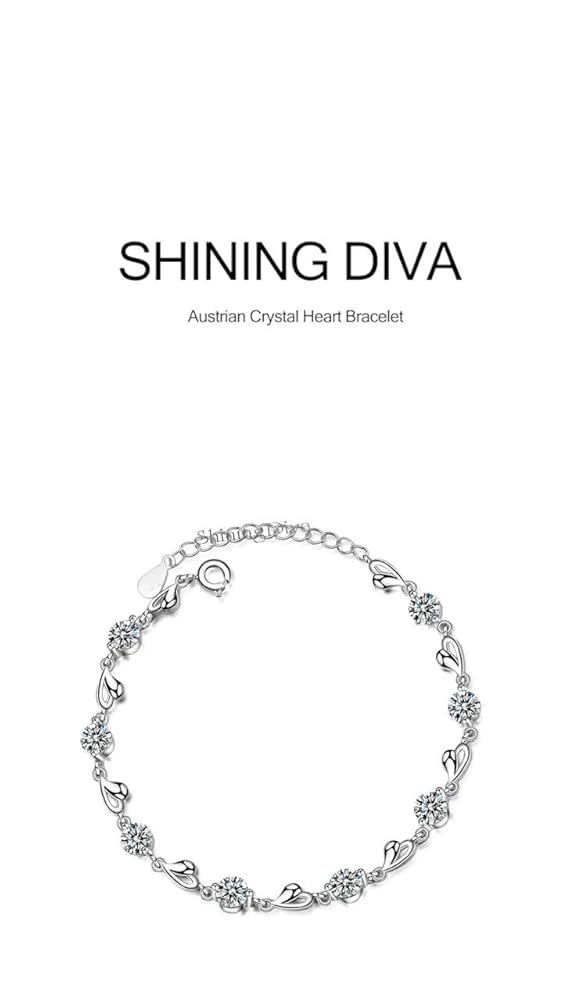 Shining Diva Platinum Plated Austrian Crystal Heart Bracelet - Image 3