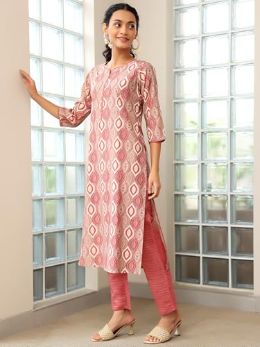 Libas Womens Printed Silk Blend Straight Kurta Trouser with Dupatta Set - Authentic Libas Clothing | UrbanThreads - Image 4