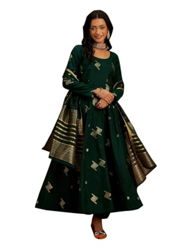 Libas Women's Woven Design Chanderi Silk Anarkali Kurta With Palazzo & Dupatta - Authentic Libas Clothing | UrbanThreads - Image 2