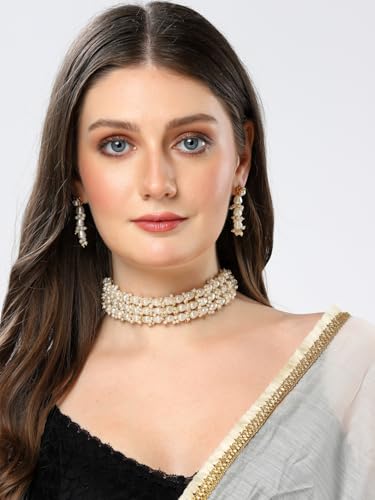 Shining Diva Traditional Pearl Necklace Set for Women - Image 4