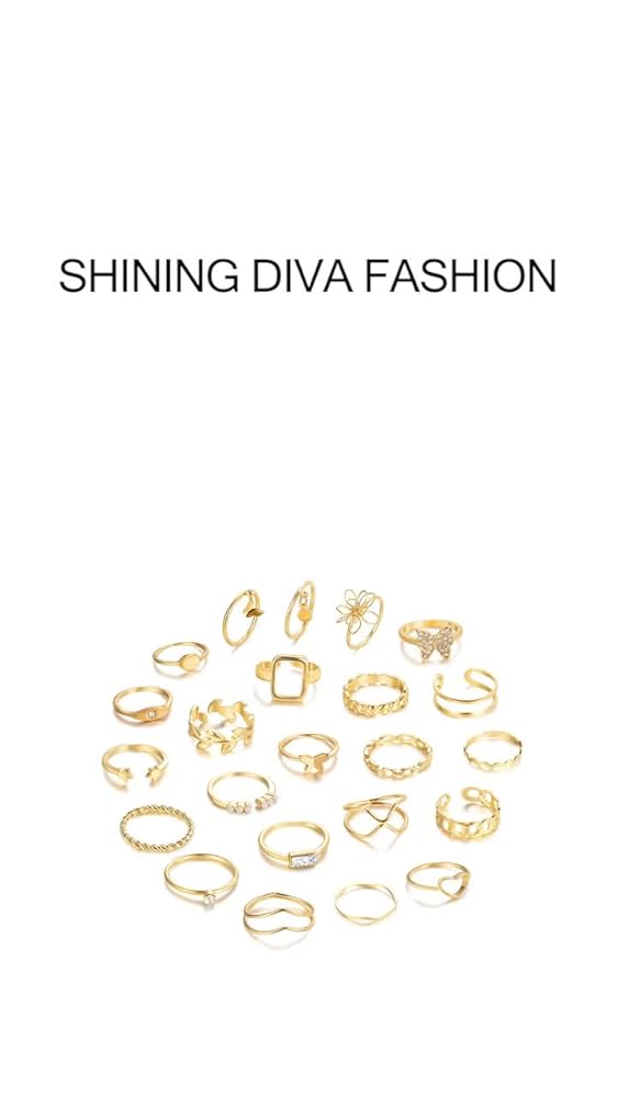 Shining Diva 48PCS Vintage Butterfly Heart Snake Rings Set - Image 3