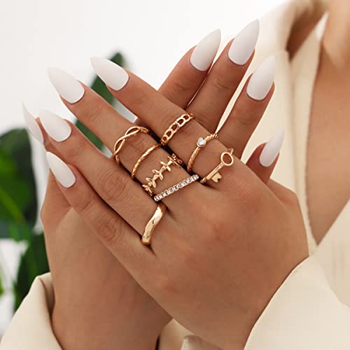 Shining Diva Knuckle Rings Set for Women Gold Silver - Image 3