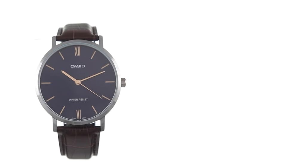 Casio Minimalist Blue Dial Leather Watch - Image 3