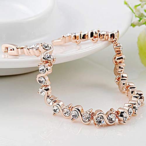 Shining Diva 18k Rose Gold-Plated Cubic Zirconia Bracelet for Women - Image 4