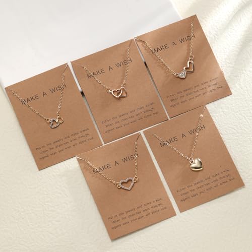 Shining Diva 5 Pcs Crystal Heart Necklace Set for Women - Image 4
