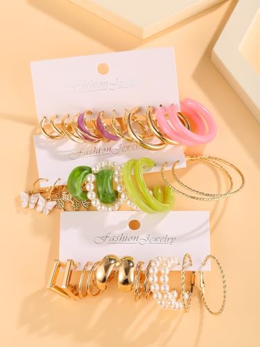 Shining Diva 18 Pairs Gold Plated Crystal Earrings Combo - Image 5