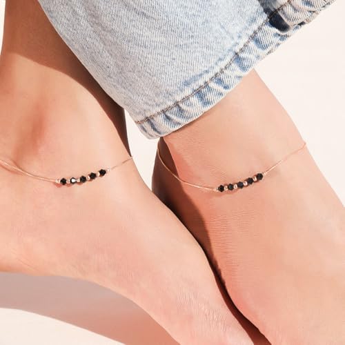 ZAVYA 925 Sterling Silver Beads Minimal Rose Gold Plating Chain Anklet (Pair) | Gift for Women & Gir - Authentic ZAVYA Fashion | UrbanThreads - Image 4