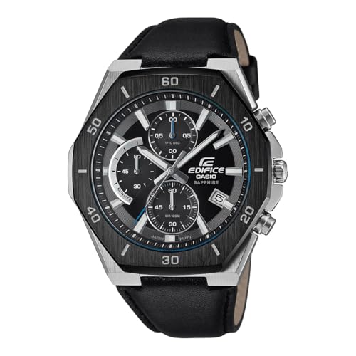 Casio Edifice EFB-680BL-1AVUPR Black Leather Watch - Image 2