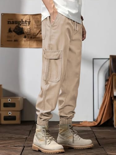 Leriya Fashion Men's Mid Rise Cargo Pants with 6 Pockets, Premium Cotton Drawstring Trousers, Comfor - Authentic Leriya Clothing | UrbanThreads - Image 4