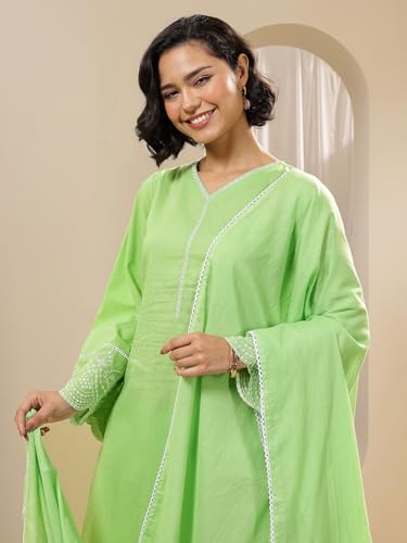 Libas Womens Solid Cotton Straight Kurta With Palazzos and Dupatta - Authentic Libas Clothing | UrbanThreads - Image 5