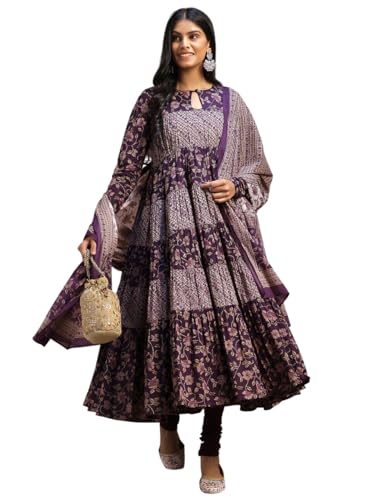 Libas Womens Printed Cotton A-Line Kurta With Churidar and Dupatta - Authentic Libas Clothing | UrbanThreads - Image 2