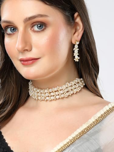 Shining Diva Traditional Pearl Necklace Set for Women - Image 3