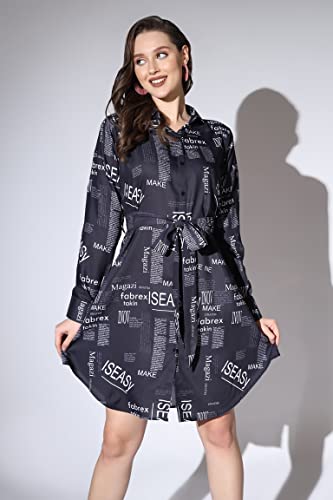 Leriya Fashion Western Dress for Women | Rayon Paper Printed Dresses with Belt | Collared Neck on Bu - Authentic Leriya Clothing | UrbanThreads - Image 5