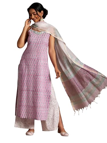 Libas Womens Printed Cotton Straight Kurta with Palazzos and Dupatta - Authentic Libas Clothing | UrbanThreads - Image 2