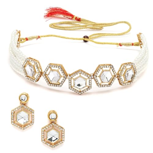 Shining Diva Pearl Kundan Necklace Jewellery Set - Image 2