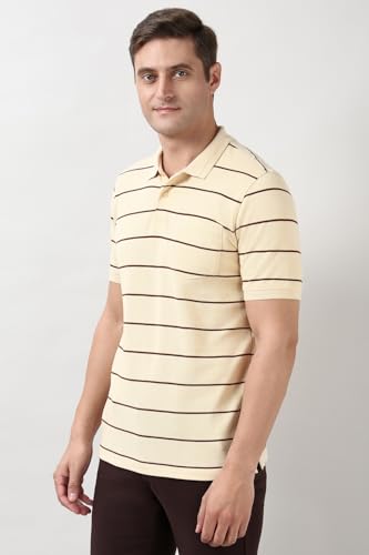 Peter England Men's Cotton-Polyester Breton Stripe Polo Shirt - Image 3